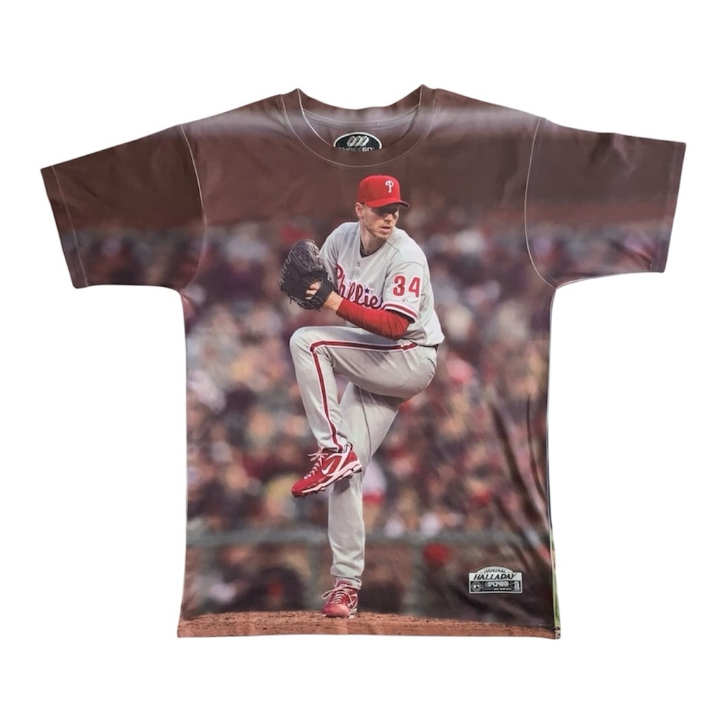 Philadelphia PHILLIES Tee Shirt Roy Halladay All Over Print MLBP 2010 Adult S